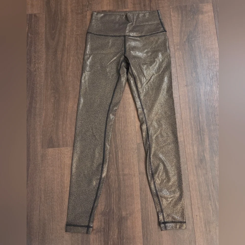 Lululemon Wunder Under High Rise Tight Foil Luminosity Black Copper Gold
